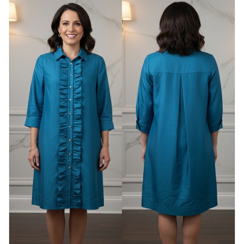 Kate Spade Aqua Blue Bethanne shirt dress or jacket size Small